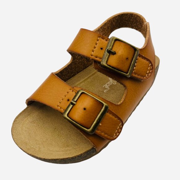 Toddler Unisex Reagan Brown Sandals Double Buckle Hook & Loop Open Toe Size 7 - Picture 1 of 5